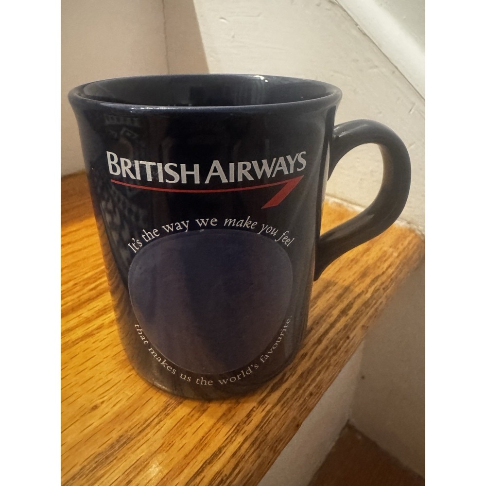 Vintage British Airways It's The Way We Make You Feel Navy Mug Promo Ad 90s RARE
